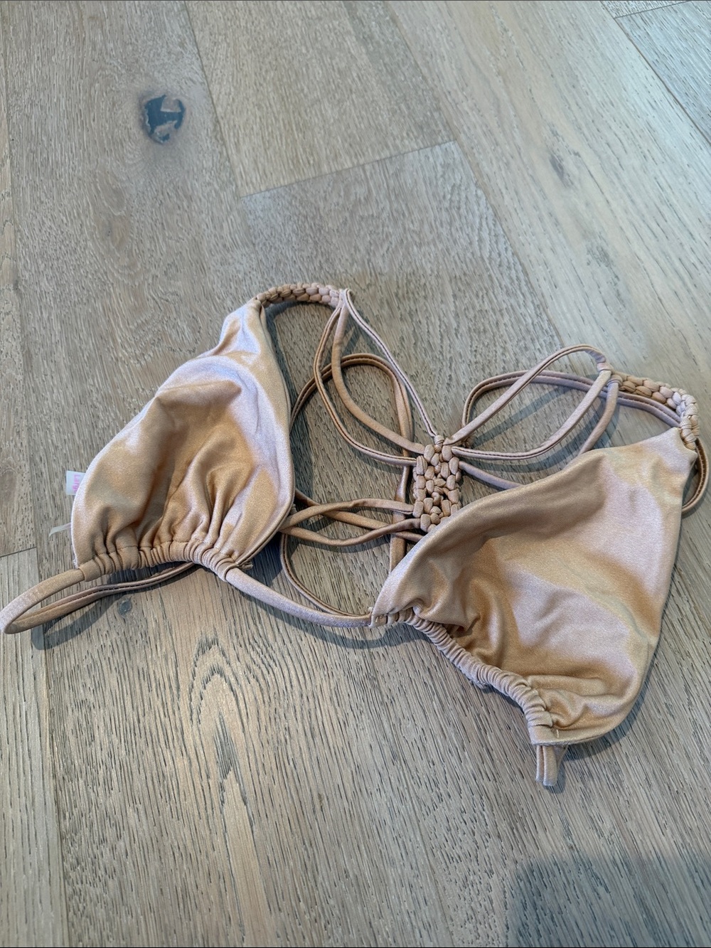Braided Back Triangle Bikini Top - Nude